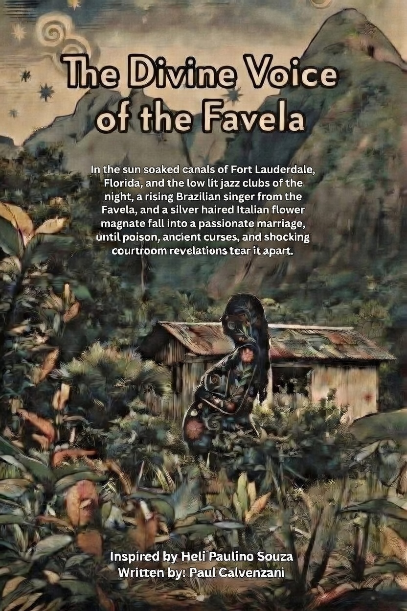 The Divine voice of the favela. Radio Heli Fort Lauderdale. Inspired by Helida Paulino Souza Calvenzani In the sun-drenched canals of Fort Lauderdale, and the dimly lit jazz clubs of its sultry nights, a rising Brazilian singer from the favelas and a silver-haired Italian flower magnate fall into a passionate marriage—until poison, ancient curses, and shocking courtroom revelations tear it apart. Original fiction inspired by the real undercurrents of love, betrayal, spiritual warfare, and justice in South Florida, this gripping novella weaves together mythic forces (Oshun’s river of sweetness and spite) with the raw truths of survival, forgiveness, and redemption.